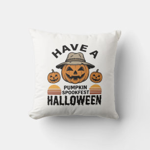 Skrämmande Halloween-pumpa Vintage Gravyr T-Shirt  Kudde
