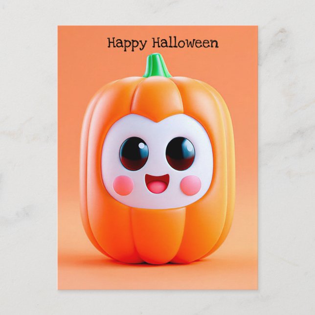 Skrämmande Halloween-pumpagrußkort Vykort (Framsida)