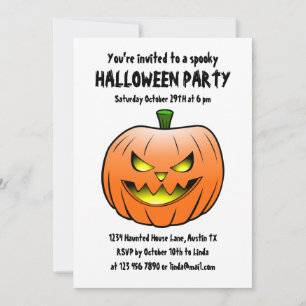 Skrämmande Halloween-pumpainbjudan Inbjudningar