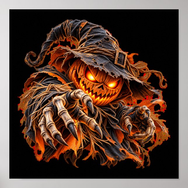 Skrämmande Halloween-pumpamonsteraffisch - Ond Jac Poster (Framsidan)