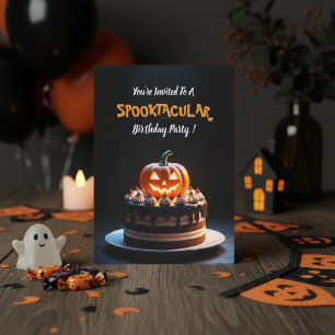 Skrämmande Halloween-pumpkintårta - Födelsedag Inbjudningar