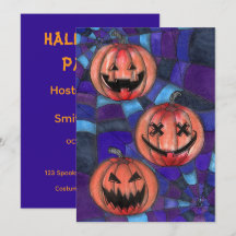 Skrämmande Halloween-pumpor Spindelnät Festlig Inb