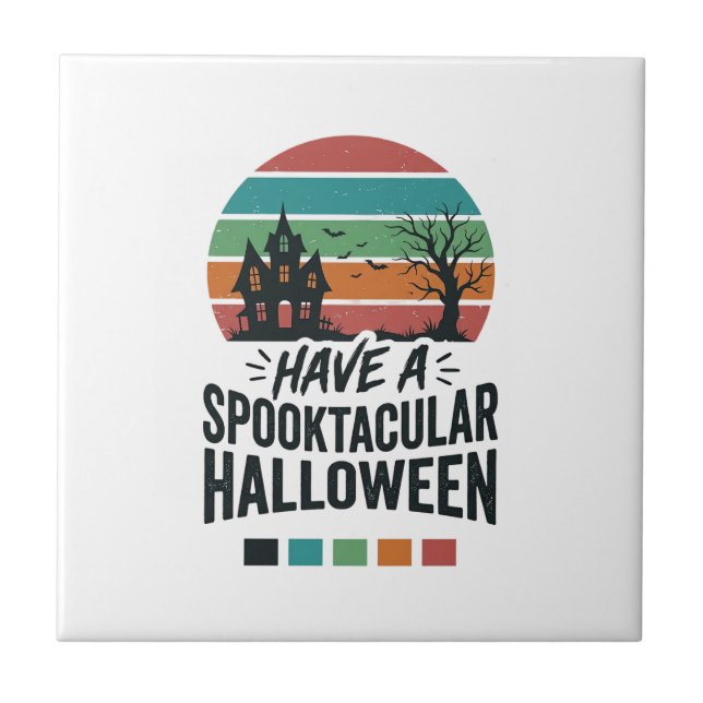 Skrämmande Halloween-retro gravyr skjorta Des Kakelplatta (Framsidan)