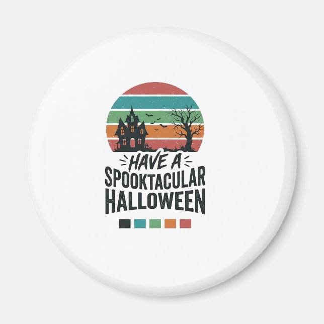 Skrämmande Halloween-retro gravyr skjorta Des Magnet (Framsidan)