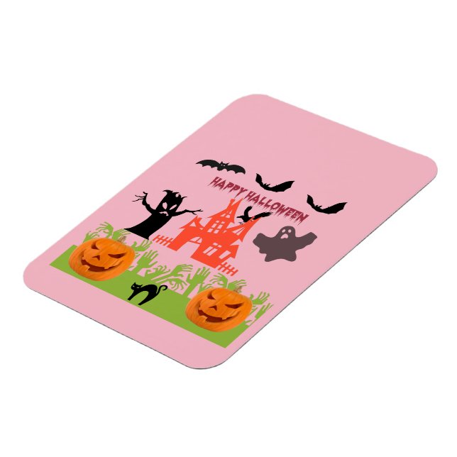 Skrämmande Halloween rosa glöd Magnet (Vänstra Sidan)