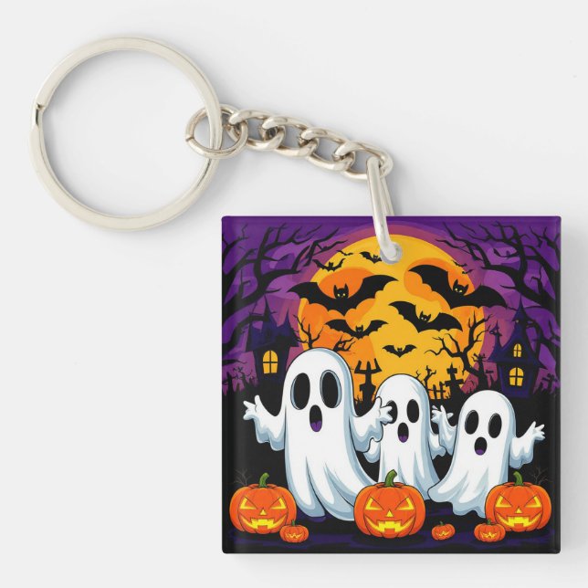 Skrämmande halloween-scen med spöken (Framsidan)