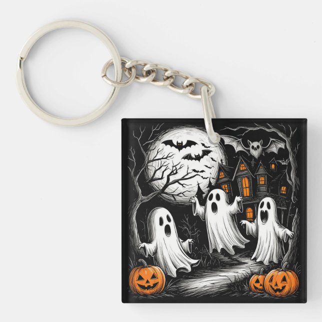 Skrämmande halloween-scen med spöken (Framsidan)