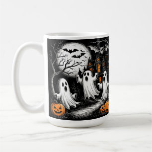 Skrämmande halloween-scen med spöken kaffemugg