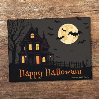 Skrämmande Halloween-scen Vykort
