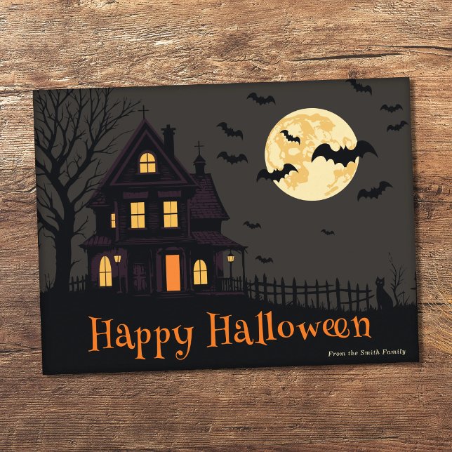 Skrämmande Halloween-scen Vykort (Spooky Halloween Scene Postcard)