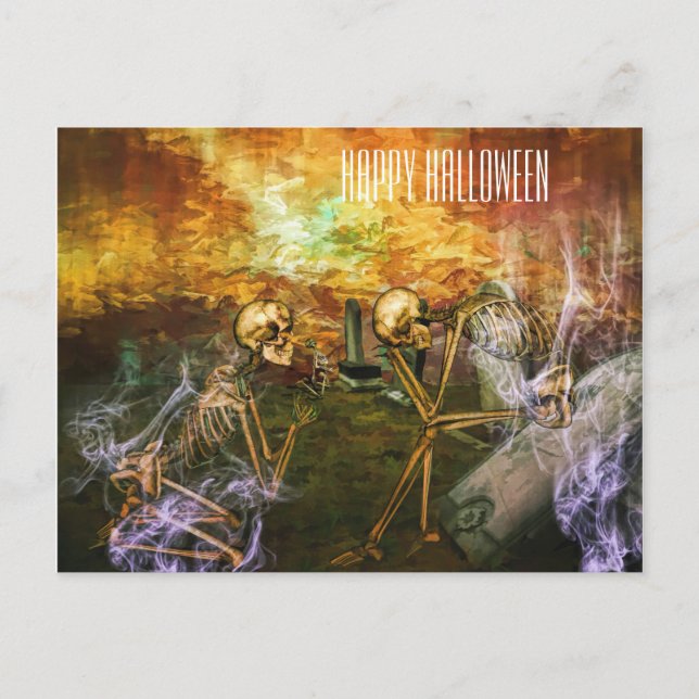 Skrämmande Halloween-skädel Vykort (Framsida)