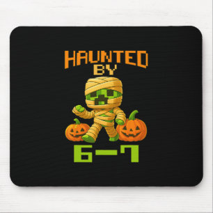 Skrämmande Halloween skelett Haunted Six Seven Num Musmatta