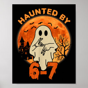 Skrämmande Halloween skelett hemsökt sex sju numme Poster