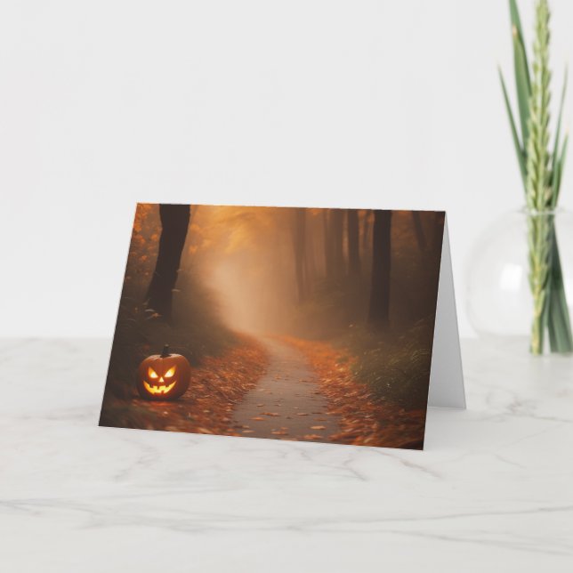 Skrämmande Halloween-skogar Tack Kort (Framsida)