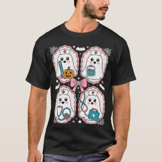 Skrämmande Halloween-sköterska med spöklik Bow S T Shirt