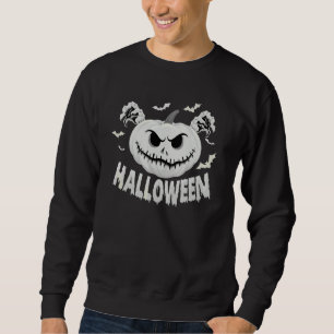 Skrämmande Halloween Skräck Pumpa Ansikte Spöklik Lång Ärmad Tröja