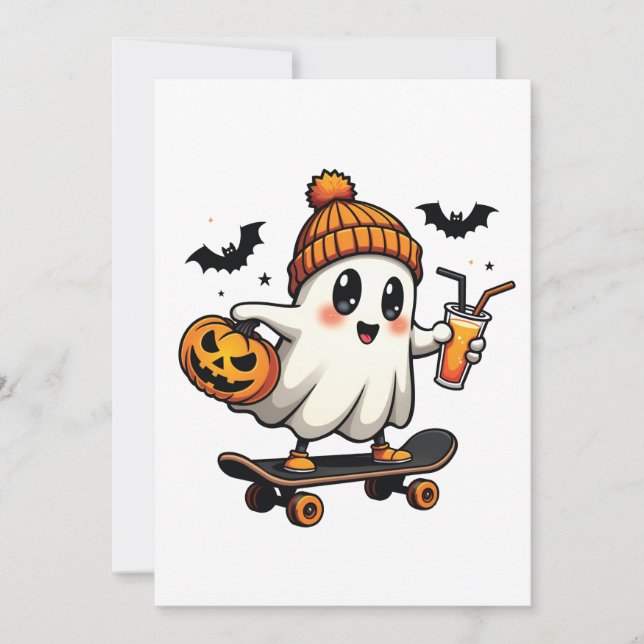 Skrämmande Halloween Skridskoåkning Pumpa Krydda S Inbjudningar (Framsida)