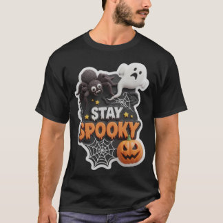 Skrämmande Halloween-skylt med spindel och spöke T Shirt