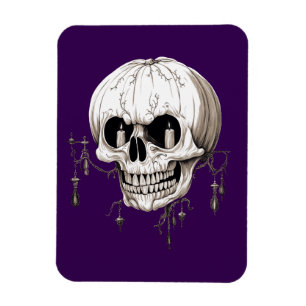 Skrämmande Halloween Smältande Kranium Med Fladder Magnet