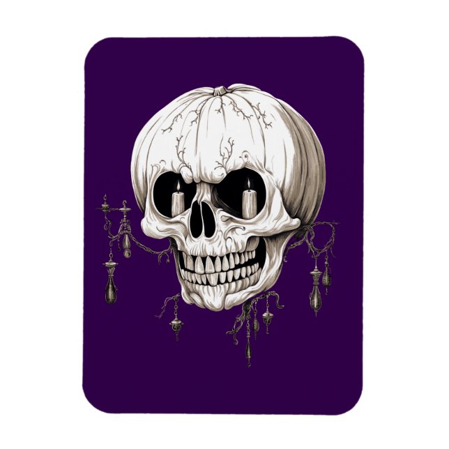Skrämmande Halloween Smältande Kranium Med Fladder Magnet (Vertikal)