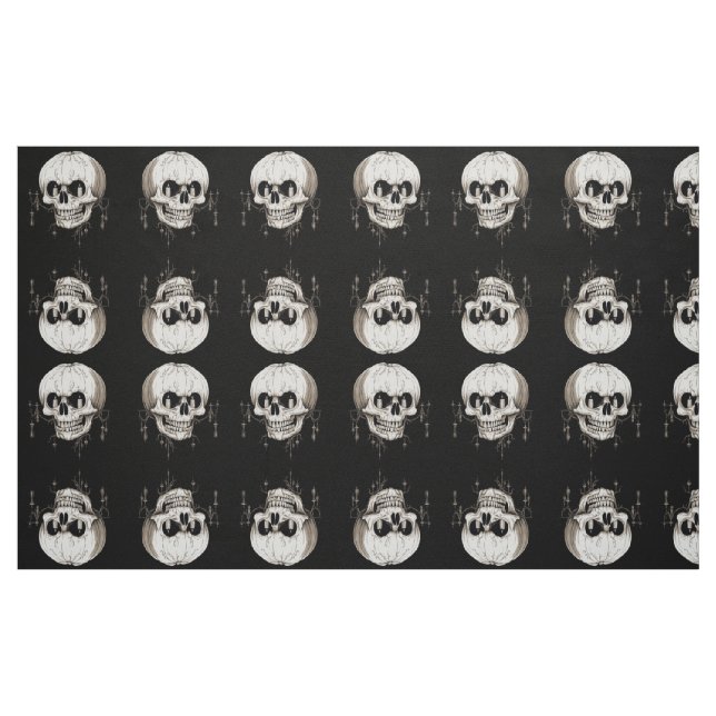 Skrämmande Halloween Smältande Kranium Med Fladder Tyg (Fat Quarter)