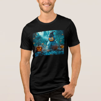 Skrämmande Halloween Snöman med Lysande Ögon T Shirt