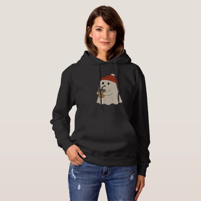Skrämmande Halloween Söt Vit Spöke Röd Beanie  T Shirt (Hel framsida)
