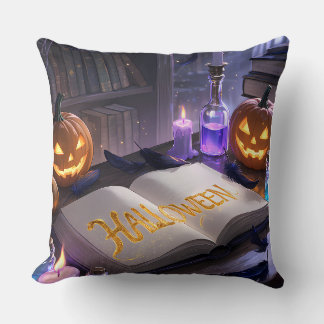 Skrämmande Halloween-spellbokspumpor Kudde