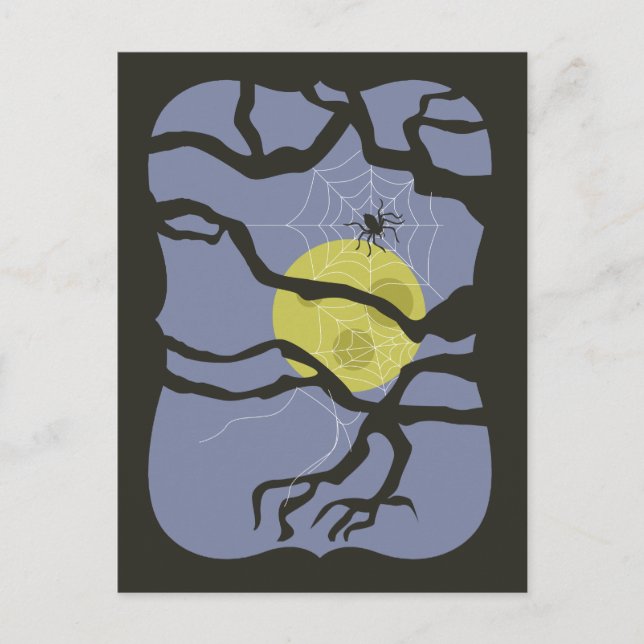 Skrämmande Halloween spindel Vykort (Framsida)