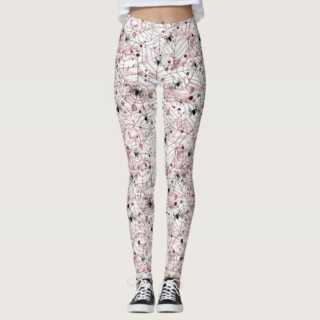 Skrämmande Halloween spindelnät Leggings (Framsida)