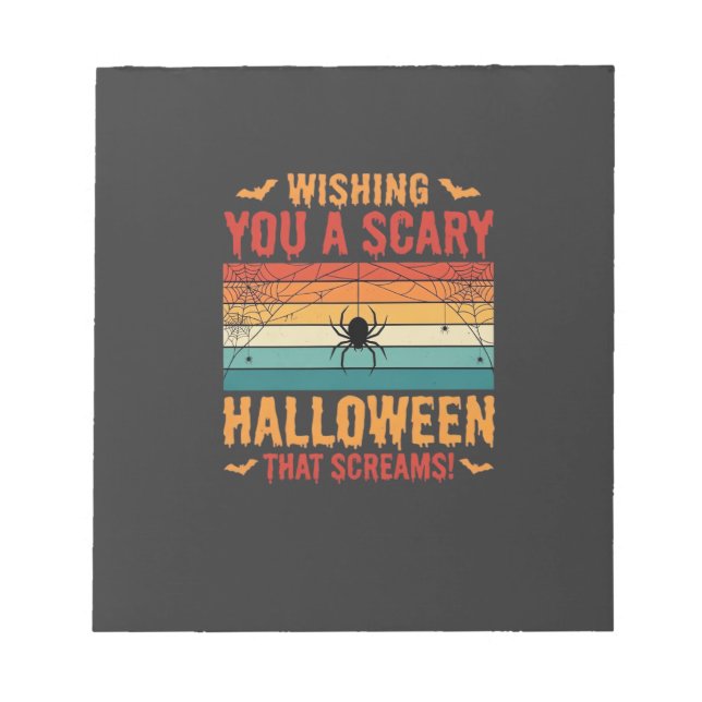 Skrämmande Halloween Spindelnät Solnedgång Design_ Anteckningsblock (Framsida)