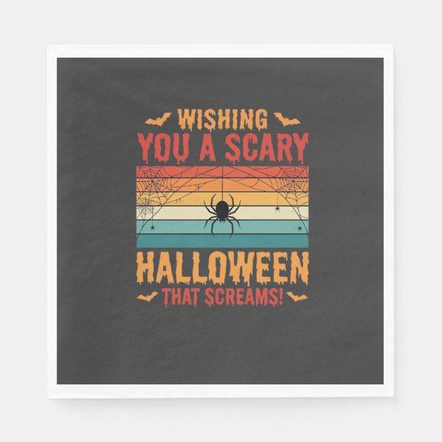 Skrämmande Halloween Spindelnät Solnedgång Design_ Pappersservett (Framsidan)
