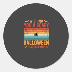 Skrämmande Halloween Spindelnät Solnedgång Design_ Runt Klistermärke