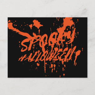 Skrämmande Halloween Splash Retro Röd Orange Skräc Meddelande Vykort