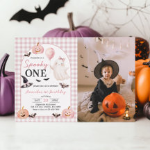 Skrämmande Halloween-spöke 1-års födelsedagsinbjud