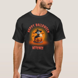Skrämmande Halloween-spöke häxa på utskuren pumpa T Shirt