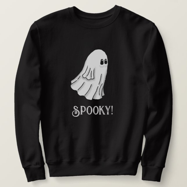Skrämmande Halloween-spöke Lång Ärmad Tröja (Design framsida)