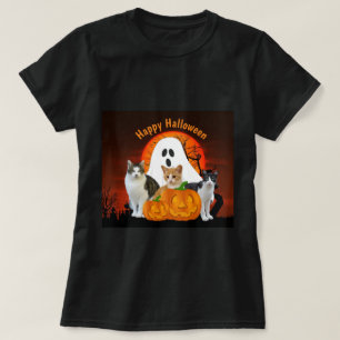 Skrämmande Halloween-spöke och katter på kyrkogård T Shirt