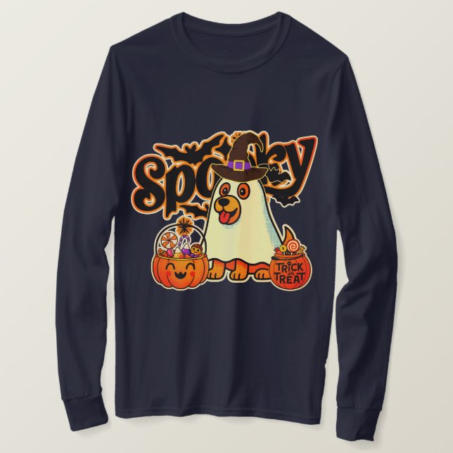 Skrämmande Halloween-spöke Pumpa Långärmad Tröja f (Design framsida)