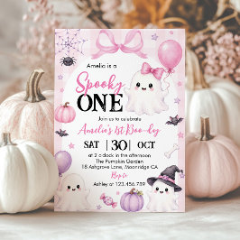 Skrämmande Halloween-spöke Rosa Födelsedagsfest Inbjudningar