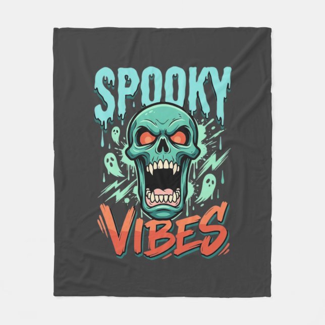 Skrämmande Halloween-spöke Skalle Design_1 Fleecefilt (Framsidan)