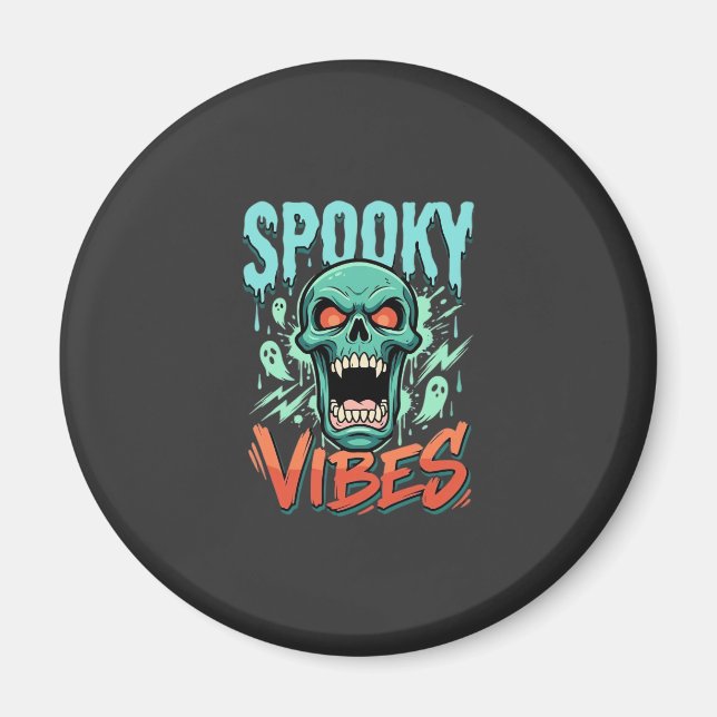 Skrämmande Halloween-spöke Skalle Design_1 Magnet (Framsidan)