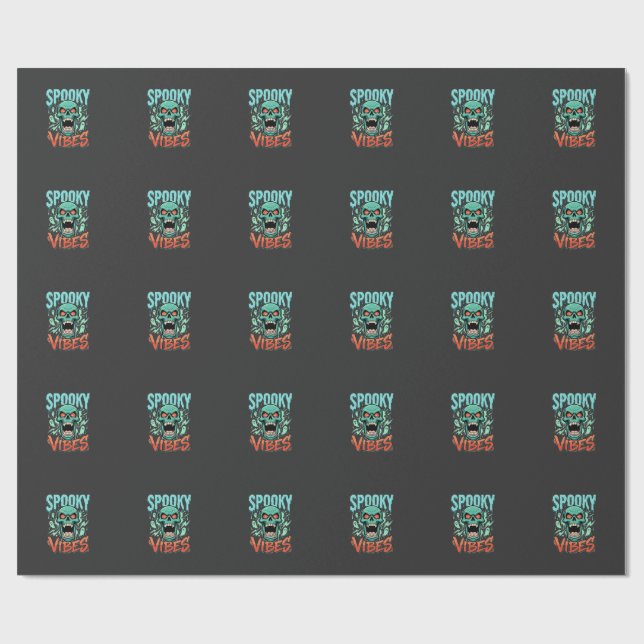 Skrämmande Halloween-spöke Skalle Design_1 Presentpapper (Platt)