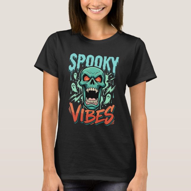 Skrämmande Halloween-spöke Skalle Design_1 T Shirt (Framsida)