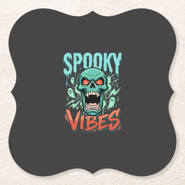 Skrämmande Halloween-spöke Skalle Design_1 Underlägg Papper (Framsida)