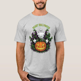 Skrämmande Halloween-spöke & Skördemaskin T-shirt