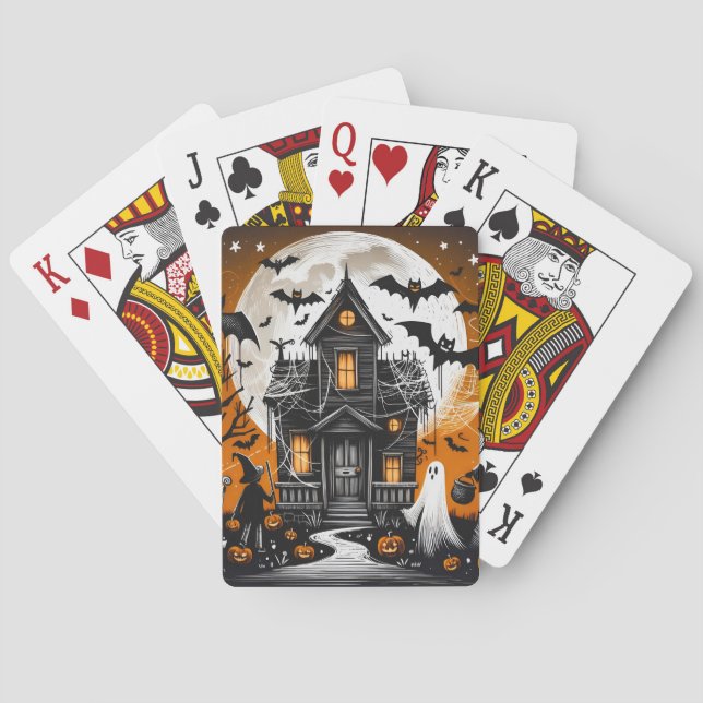 Skrämmande Halloween Spökhus Casinokort (Baksidan)