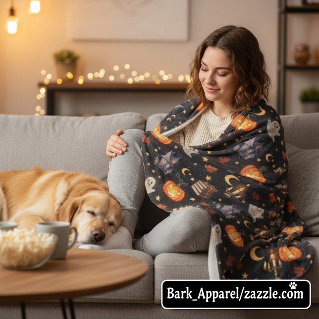 Skrämmande Halloween Spökpumpa Mönster Fleecefilt (Skapare uppladdad)