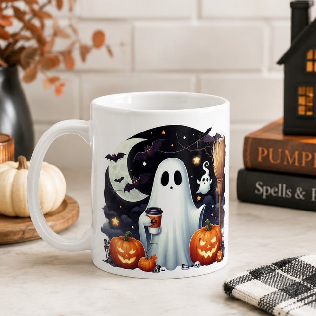 Skrämmande Halloween spökpumpor  Kaffemugg (Skapare uppladdad)