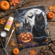 Skrämmande Halloween Svart Katt Decoupage